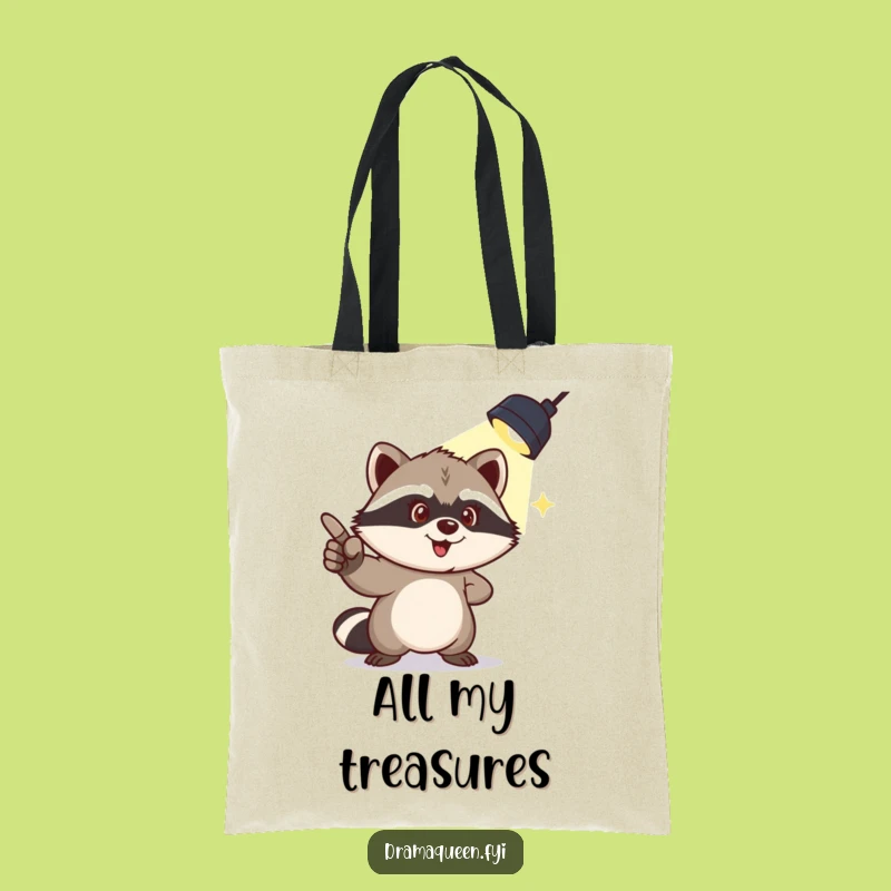 Funny Raccoon Tote Bag: Spotlight Mischief Accessory, Perfect Gift