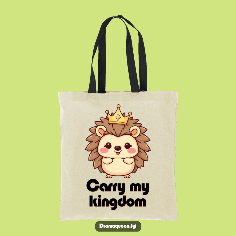 Funny Royal Hedgehog Tote Bag - Sparkly Crown Accessory Funny Gift for Everyday Errands