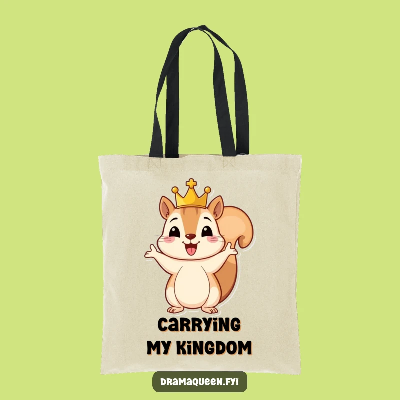 Funny Royal Squirrel Tote Bag: Carry Your Essentials with a Cheerful Crowned Rodent, Great Gift