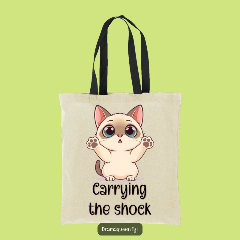 Funny Siamese Cat Tote Bag: Surprise Paws Carryall Funny Gift