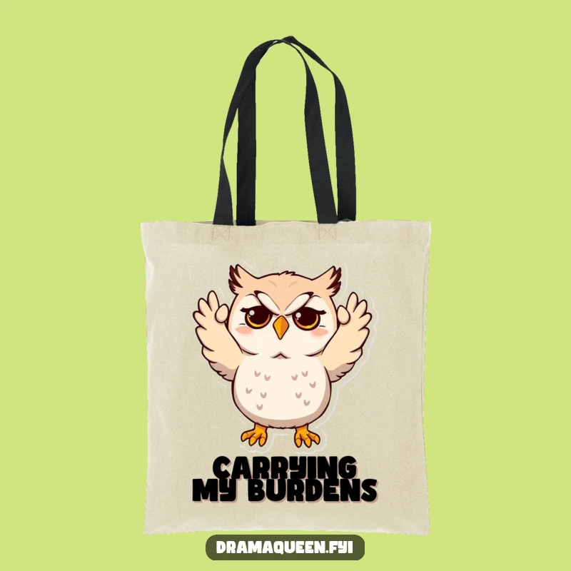 Funny Tote Bag: Dramatic Owl Hands Up Accessory Funny Gift