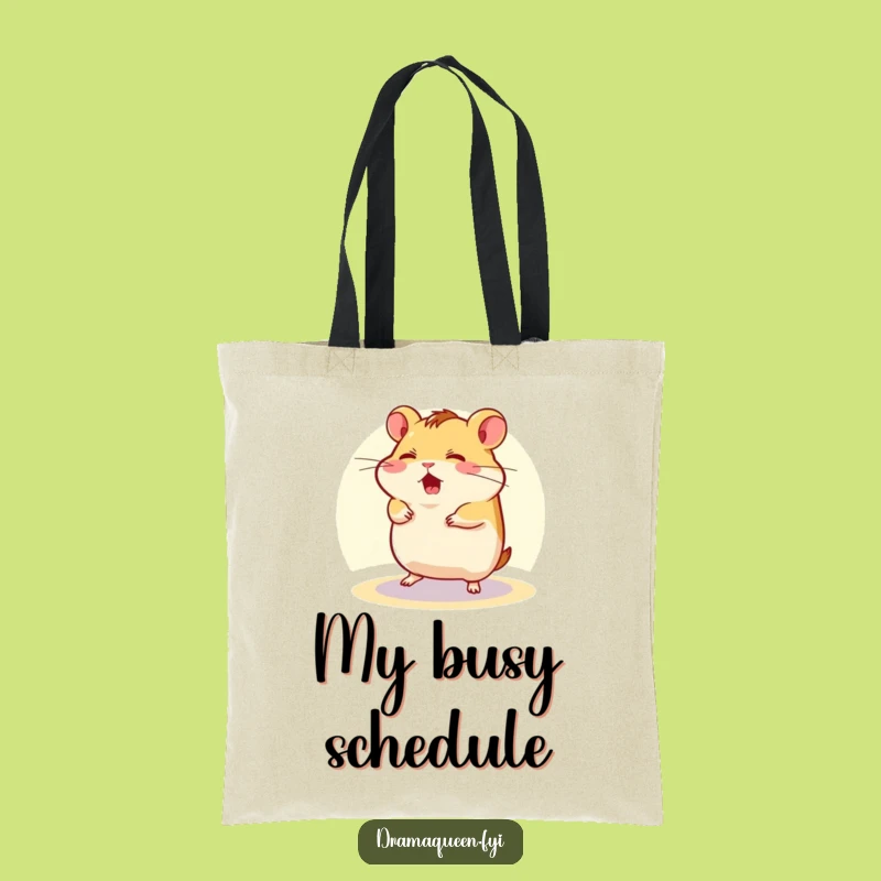 Funny Flustered Hamster Tote Bag: Spotlight Character Carryall for Busy Days
