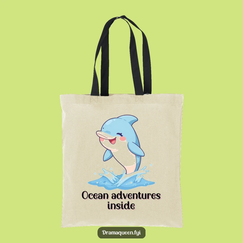 Funny Dolphin Tote Bag - Sparkly Wave Leaping Dolphin Funny Gift for Beach Goers